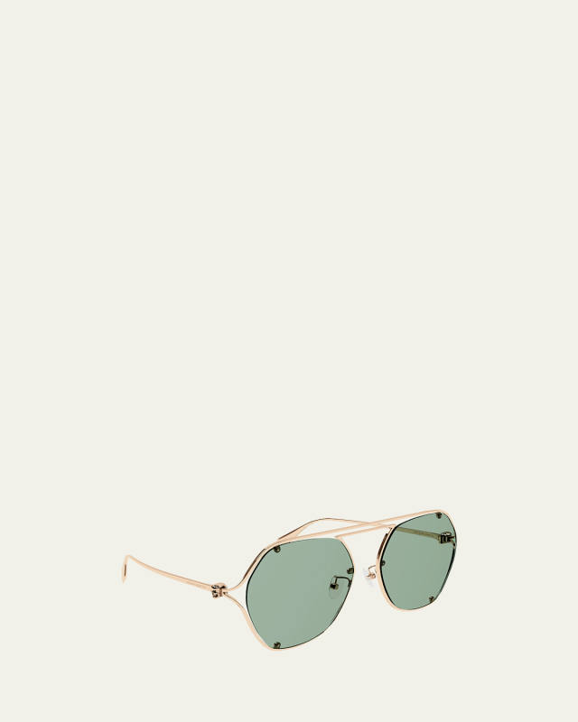 Skull Cutout Metal Aviator Sunglasses